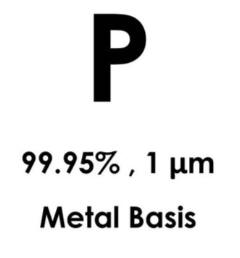 Polvere micron di fosforo (P), purezza: 99,95%, dimensione: 1 µm, base metallica